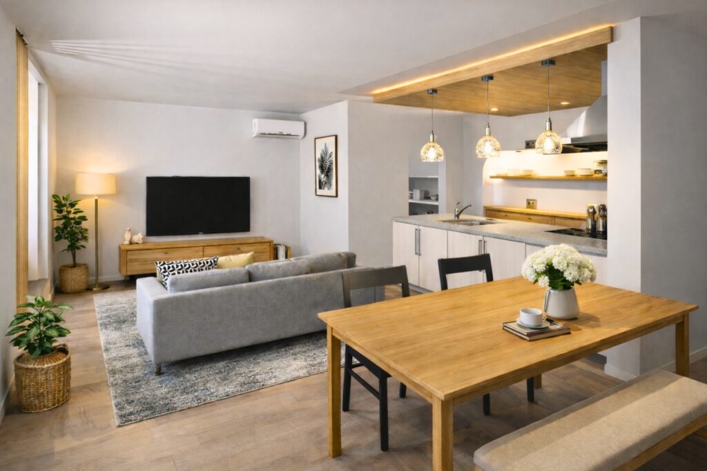 優しい雰囲気のリビング空間